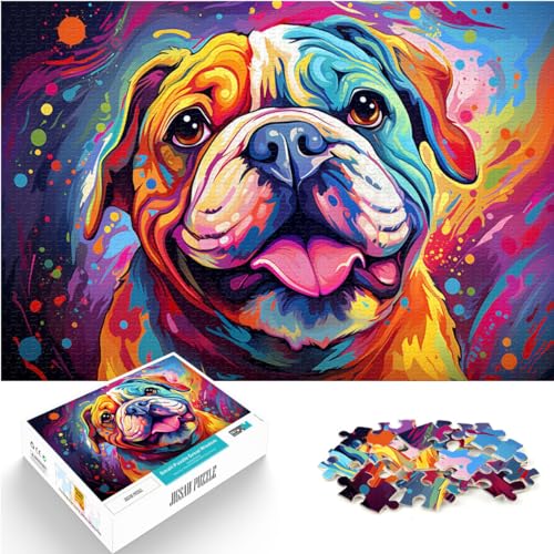 Puzzle-Geschenk, farbige Bulldoggen-Puzzles für Erwachsene, 1000 Teile, Holzpuzzle, Familienspiel, Stressabbau, schwieriges Herausforderungspuzzle, 1000 Teile (50 x 75 cm)