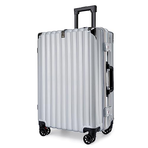 YAOSHER Koffer, super große Trennwand von 61 cm, Kompression des Aluminium-Rahmens 50,8 cm, Koffer mit Rollen, geeignet für Reisen (Gold, 50,8 cm), silberfarben, 24 inches