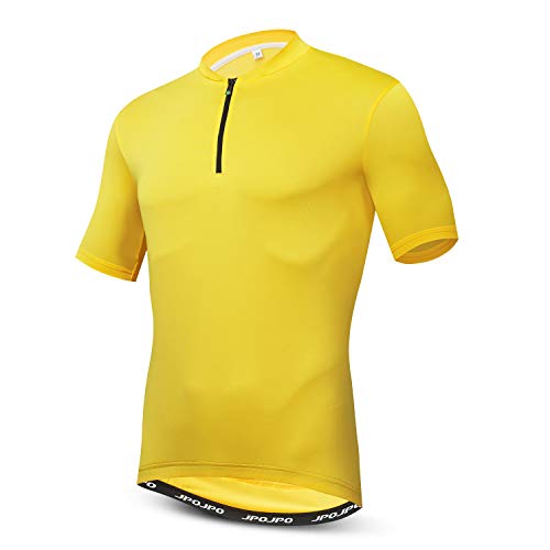 Herren Radtrikot Kurzarm Outdoor Biking Bekleidung mit 3 Gesäßtaschen, gelb, XX-Large