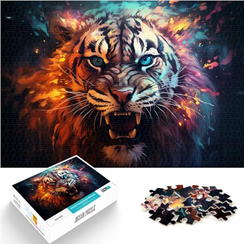 Puzzlespiel Tigergemälde, 1000-teiliges Holzpuzzle, jedes Teil ist einzigartig – anspruchsvolles, unterhaltsames Spiel für die ganze Familie, 1000 Teile (50 x 75 cm)