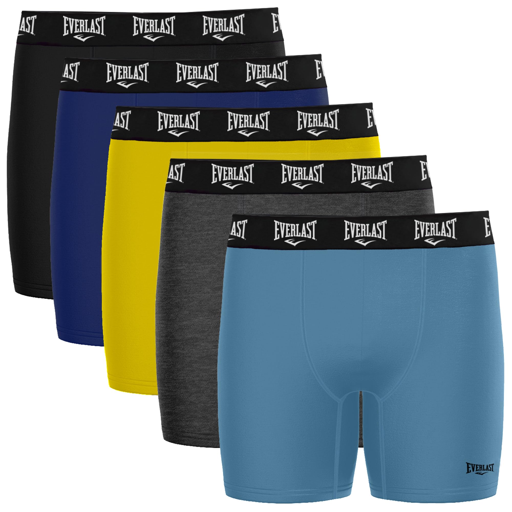 Everlast Herren-Boxershorts aus Baumwolle, 5 Stück, Herren-Unterwäsche, Boxershorts, weicher und bequemer Bund, Anti-Scheuern, Schwarz/Grau/Blau/Gelb/Himmelblau, X-Large