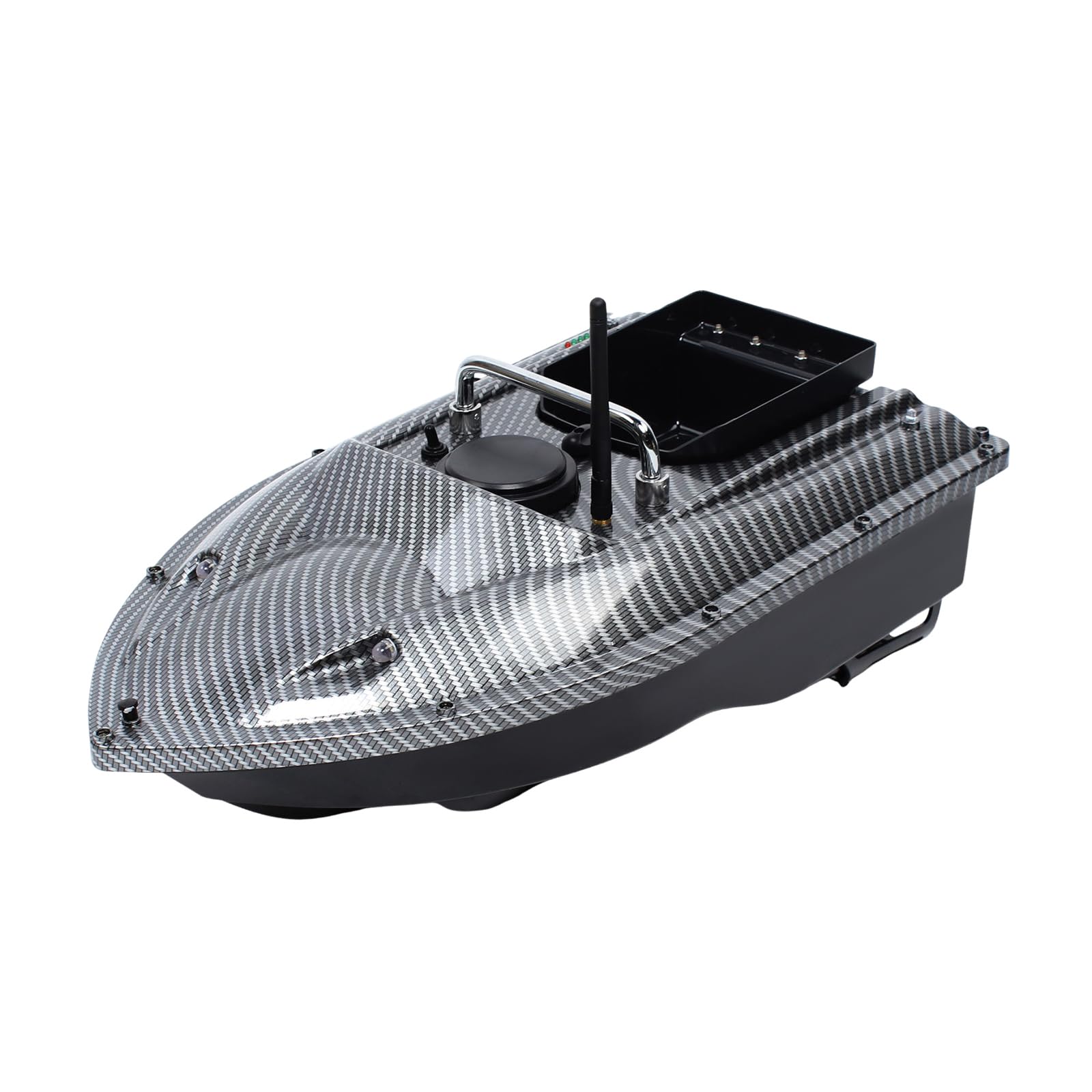 DJOAIUYF Fischköder-Boot 500m Futterboot Bausatz RC Fischköder Boot Köderboot Baitboat Nachtangeln 1,5 kg Auto Cruise Fernbedienung Angelköder-Boot 49 * 27 * 16cm, Schwarz