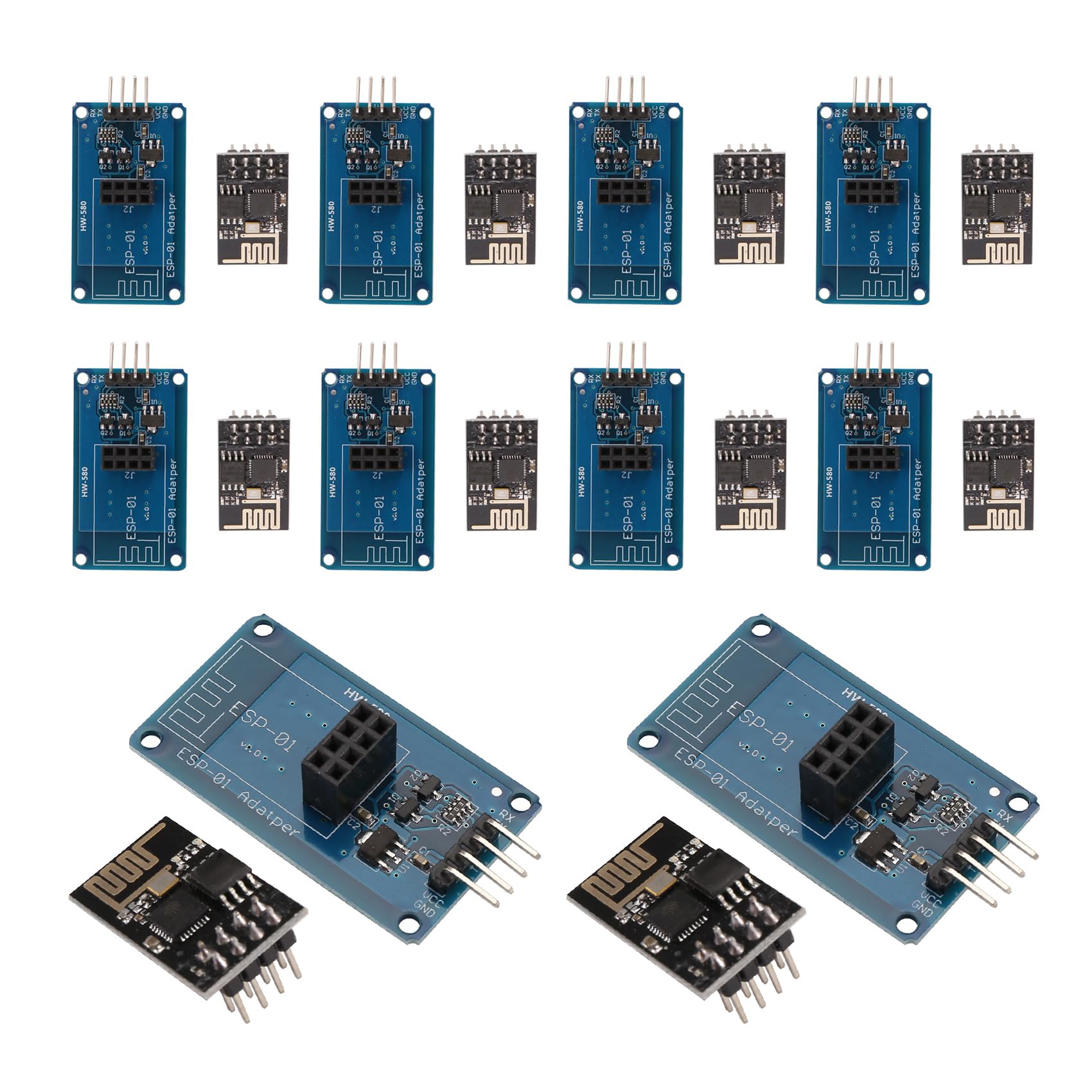 Fcuajdkq ESP8266 ESP-01 WiFi Wireless Adaptermodul 3,3 V 5 V Esp01 Breakout-PCB-Adapter