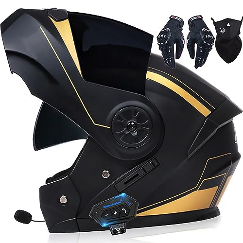 Helm Motorrad mit integriertem Bluetooth Modularer Bluetooth-Helm Klapphelm Full Face Motorradhelm mit ECE Zertifiziert Damen Integralhelme vollvisierhelm sturzhelm Motorrad Herren