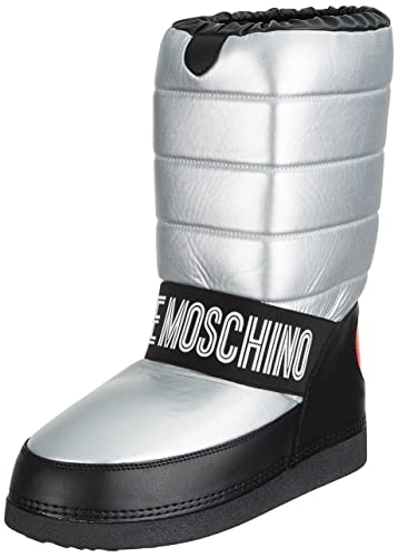 Love Moschino Damen Ja24382g1fisv Stiefelette, Silber/schwarz, 41 EU