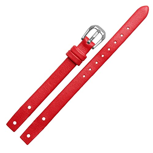 SCRUBY Echte Leder Lady Watchbänder für f ossil ES4340 ES4119 ES4000 Beobachten Sie Gurte mit Schraube 8 mm rot schwarz blau WhiteBracelet(Red silver,8mm)