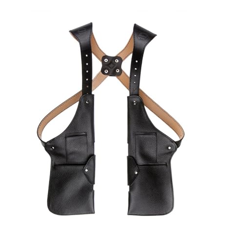 MDFCZXP Mittelalterliche Leder Umhängetasche Vintage Handyhülle Geldbörse Doppeltasche Holster Festival Wikinger Piraten Kostüm Geldbörse,Schwarz,20cm