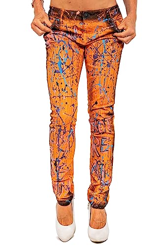 Cipo & Baxx Damen Jeans WD445-bans Orange W27/L32