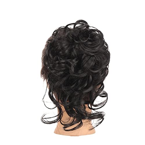 Bun Haarteile Dutt-Haargummis mit elastischem Band, Chignon, Pferdeschwanz, Hochsteckfrisur, Haarteile for Frauen und Mädchen, synthetische Haarteile, flauschiges, zerzaustes, welliges Haar Brötchen-H