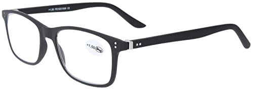 kultige Panto-Fertiglesebrille /-hilfe mit Einstecketui in Schwarz mit Blueblocker + 1,00 dpt