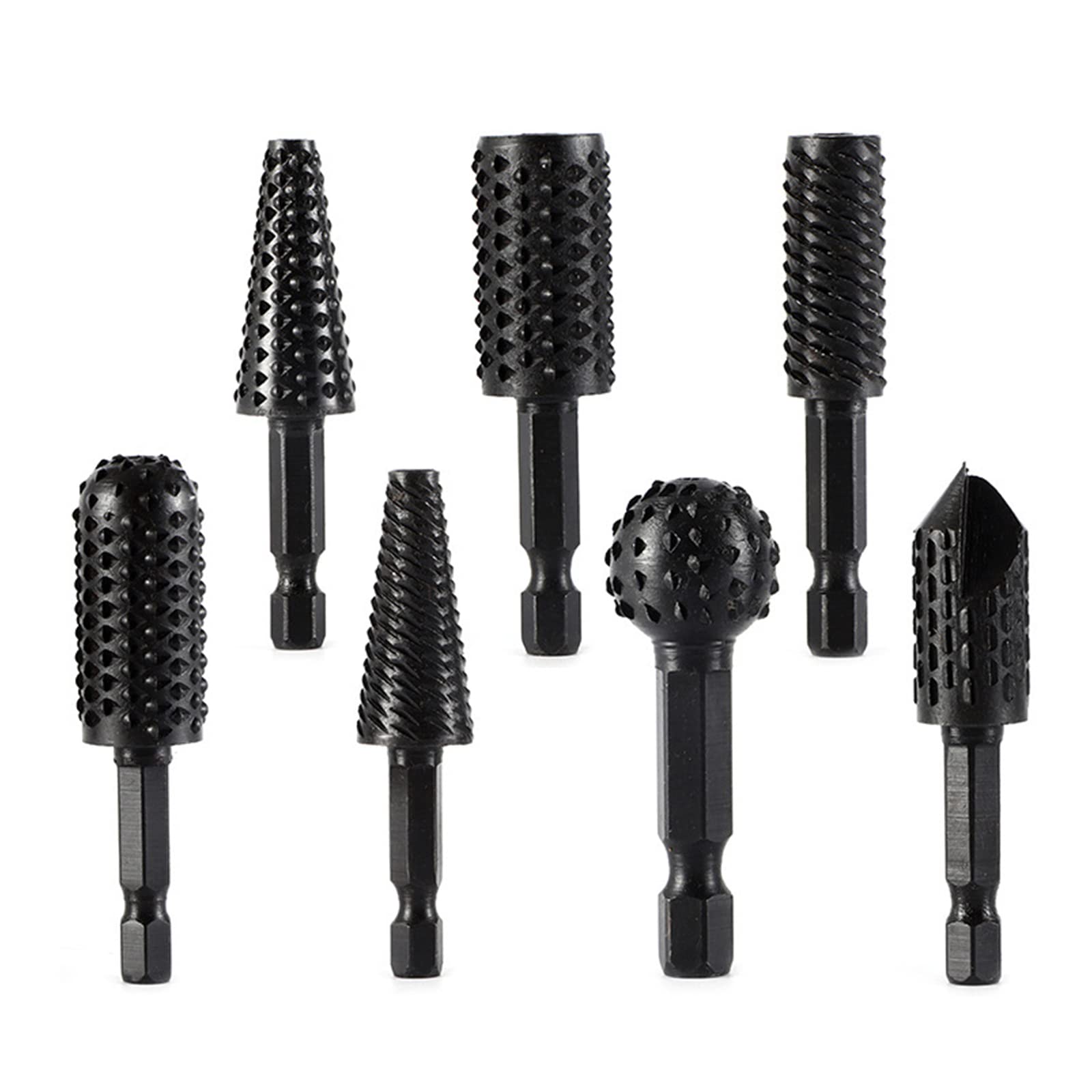 Schaft-Raspel-Set zum Schnitzen, Polieren, Gravieren, Bohren, 6,3 mm Schaft, Elektrowerkzeuge, 7-teilig