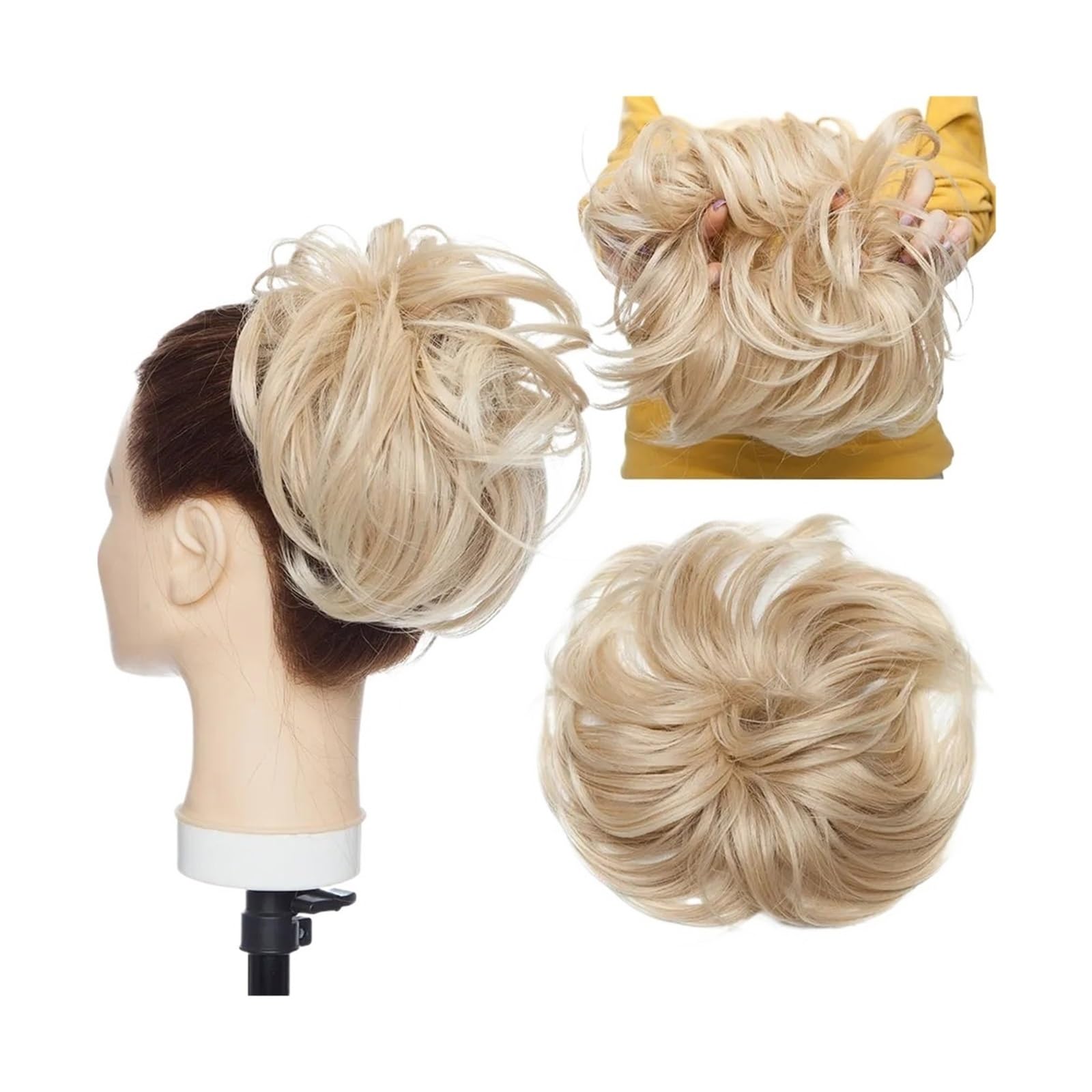 Haarteile Haarknoten Synthetischer, zerzauster Haarknoten, Chignon-Haar, elastisches Band, Messy Bun-Haarteil, kurze Pferdeschwanz-Haarverlängerung for Frauen Brötchen Haare(1845)