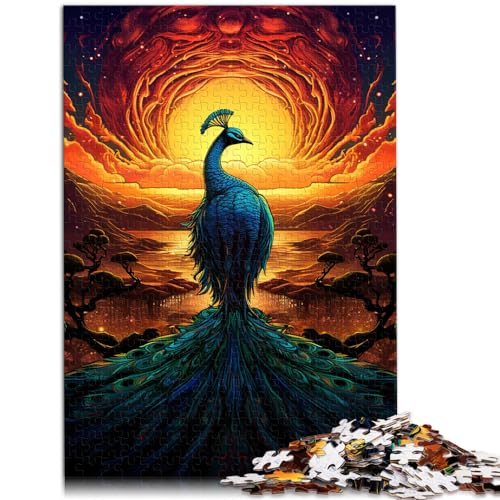 Puzzlespiel Farbe Pfau für Erwachsene 1000-teiliges Puzzle Lernspiele Holzpuzzle Wanddekoration Einzigartige Geburtstags 1000 Teile (50 x 75 cm)