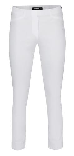 Robell Style ROSE09 – Bequeme, stretchige 7/8 Damenhose mit schmal geschnittenem Bein Farbe Weiss Größe 46