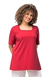 Ulla Popken Damen große Größen Übergrößen Plus Size T-Shirt, A-Linie, Carree-Ausschnitt, Halbarm dunkel rosa 46+ 807286538-46+