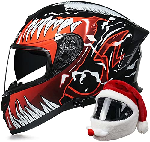 Motorradhelm Integralhelm Mit Doppelvisier Mopedhelm DOT/ECE-Zertifiziert Fullface Helm Rollerhelm Integral-Rennmotorradhelm Moped Street Bike Racing Sturzhelm Unisex