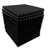 MILUZD Akustikschaumplatten 12 StüCk, Schalldichte Wandplatten 30 X 30 X 5 Cm, Schallabsorbierende Platte mit Hoher Dichte für WäNde, Schwarz