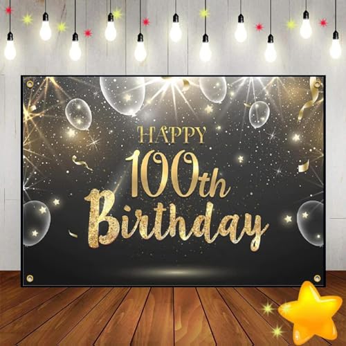 Alles Gute zum 100. Geburtstag Foto Junge Fotografie Banner Dekoration Banner Dekoration Goldene Party Mann Rot 210X150cm