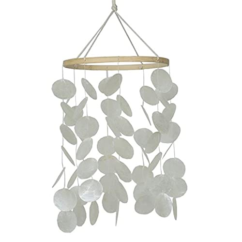 YIHANSS Windspiele für draußen, Muscheln, Windspiel, Schlafzimmer, Balkon, Zimmerdekoration, Gartendekoration für draußen, für Haus, Terrasse, Garten (Farbe: Weiß, Größe: 19,5 x 46 cm)