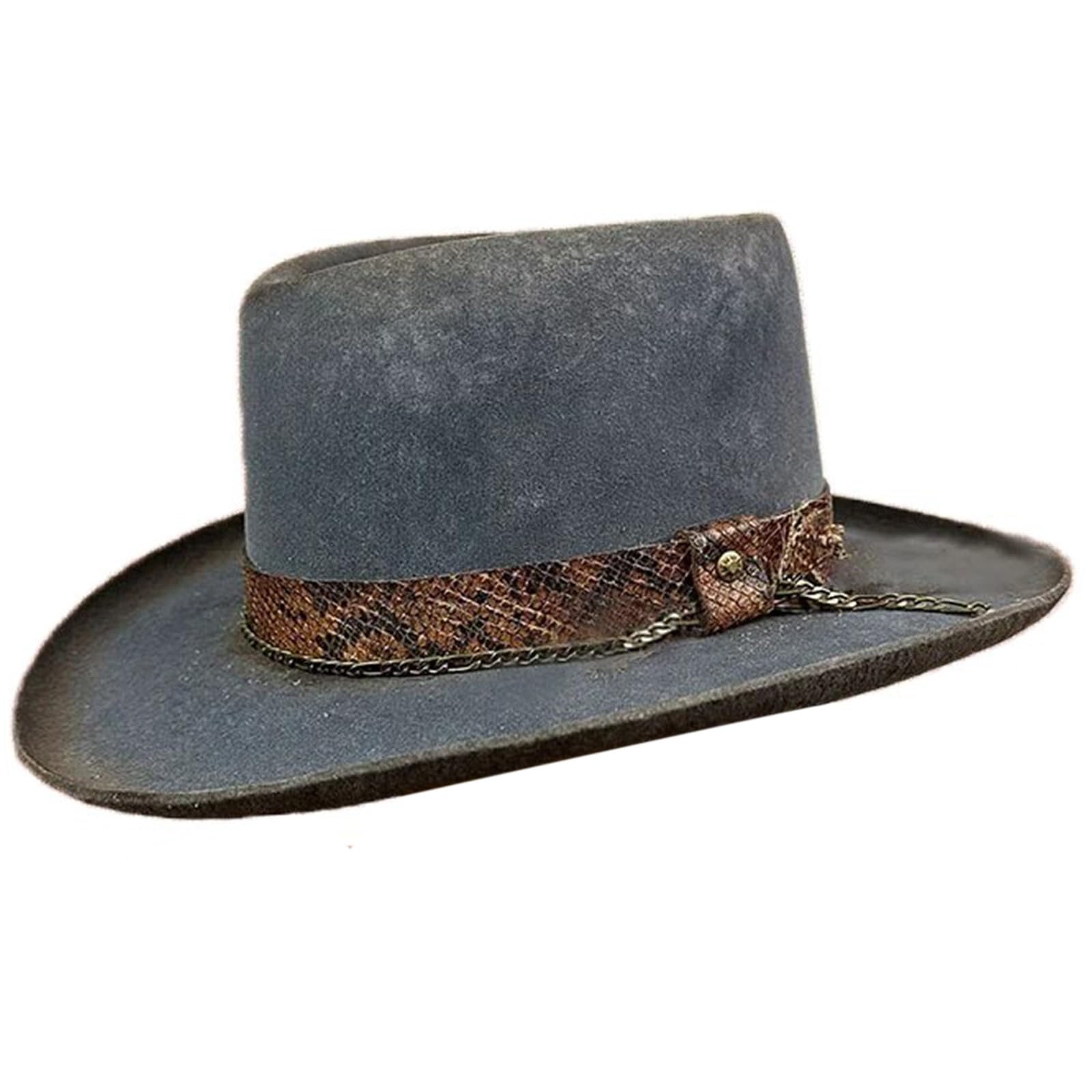 Meiliyizu Wollhut, Wolle Homburg Panama Hut Distressed Hut für Damen Herren Foto Requisiten Western für Männer Frauen Unisex Tragen Kopfbedeckung