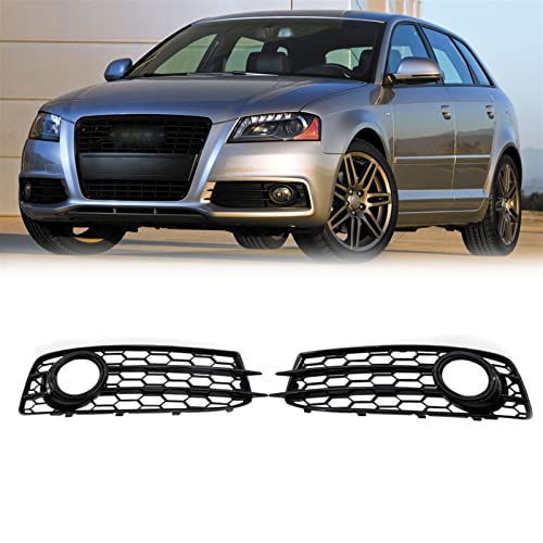 Wabenstil Auto Nebelscheinwerfer Grillabdeckung Wabennebelscheinwerfer Kühlergrill Grill Schwarz Glänzend Für Audi A3 8P S-Line 2009–2012 (Color : Glossy Black)