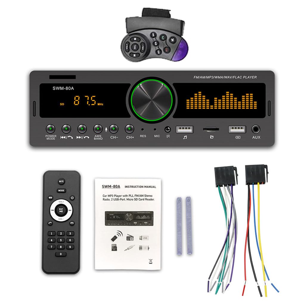 Digitaler MP3-Player fürs Auto, mit USB-Anschluss, Bluetooth-kompatibel, Freisprecheinrichtung, AUX-Eingang, Radioempfänger, Multimedia