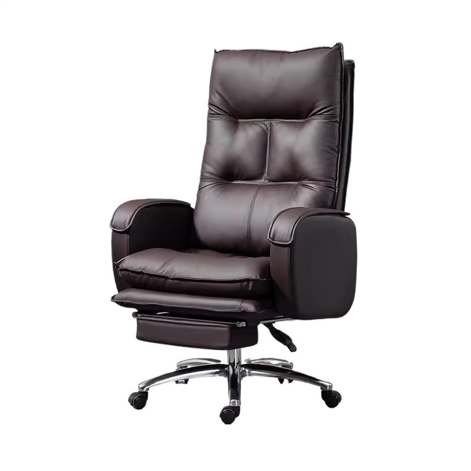 Zhaoj24-05 Bürostuhl Ergonomischer Bequemer sitzender Bürostuhl, Haushalts-Liegecomputerstuhl, fauler Sofastuhl, Drehstuhl aus Mikrofaser-PU-Leder Schreibtischstuhl(Dark brown)