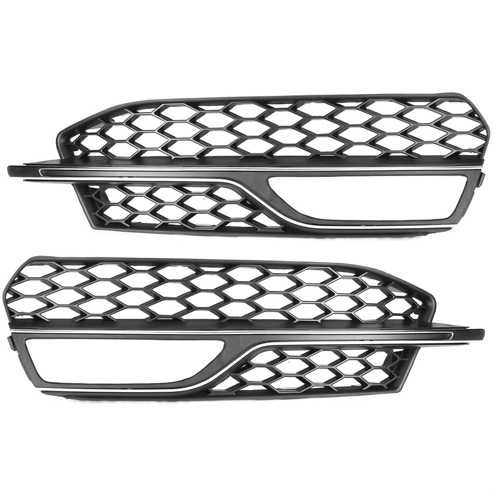 Frontgrills Für S3 Für A3 Für S-Linien 2014-2016 8V3807681 8V3807682 Auto Front Stoßstange Nebel Licht Kühlergrill Grill Honeycomb Mesh Front Bumper Grille(Chrome Silver)