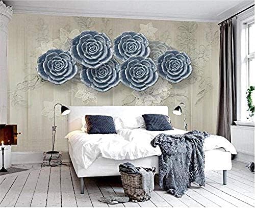 XLMING Graue Blume Stil Malerei 3D Tapeten Home Esszimmer Sofa Schlafzimmer Wohnzimmer TV Hintergrund-300cm×210cm