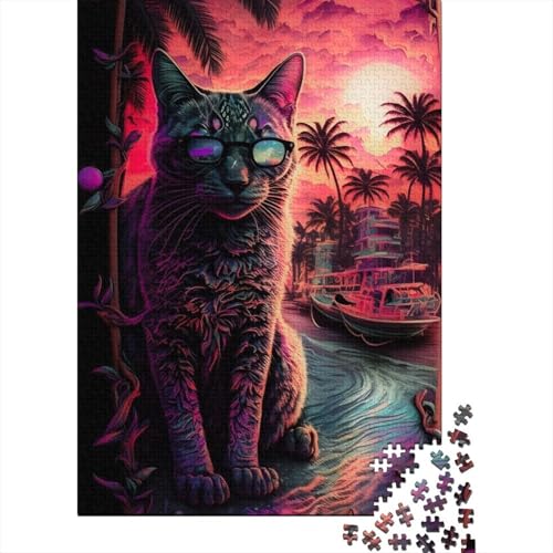 Lustiges Puzzle mit Katzenmotiv, 500 Teile, 500 Teile Puzzle für Erwachsene, Puzzle für Erwachsene, Lernspiel, Herausforderungsspielzeug, 52 x 38 cm