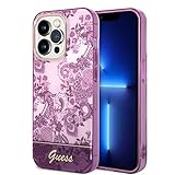 CG MOBILE Guess Handyhülle für iPhone 14 Pro in Fuchsia IML-Blumenmuster, kratzfestes PC/TPU, Bequeme und langlebige Hartschale mit zugänglichen Anschlüssen, Stoßdämpfung und Signatur-Logo