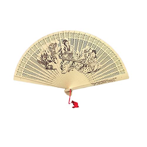 Dekoration Faltfächer Handfächer, Duftender Holz-Faltfächer im chinesischen Stil, Retro-Faltfächer für Damen, Hohl-Faltfächer für Partys, Hochzeiten, Tanzdekoration, eleganter Handfächer (Farbe: