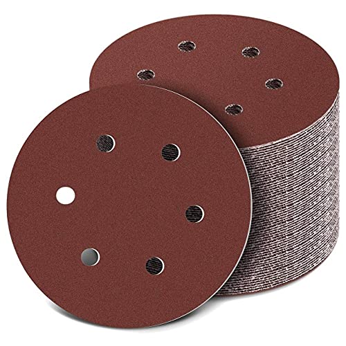 Eysaure 150 Mm Schleifen Scheibe, 6 Klett Schleifen Pads, 100 StüCke Schleifen Papier Satz Verschiedene KöRnungen für Exzenter Schleifer