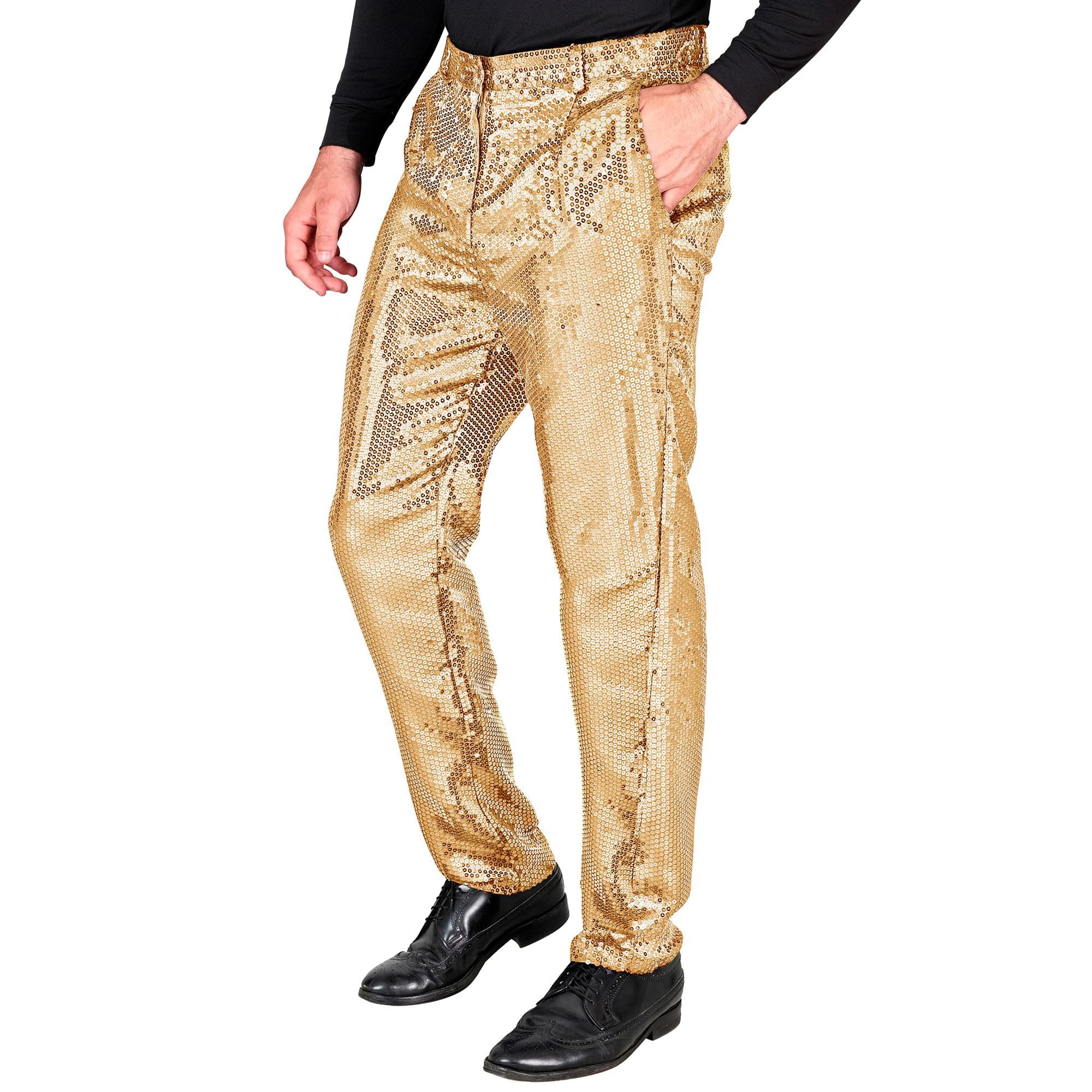 W WIDMANN MILANO Party Fashion - Party Fashion Paillettenhose für Herren, Disco Fever, Schlagermove, Herrenhose