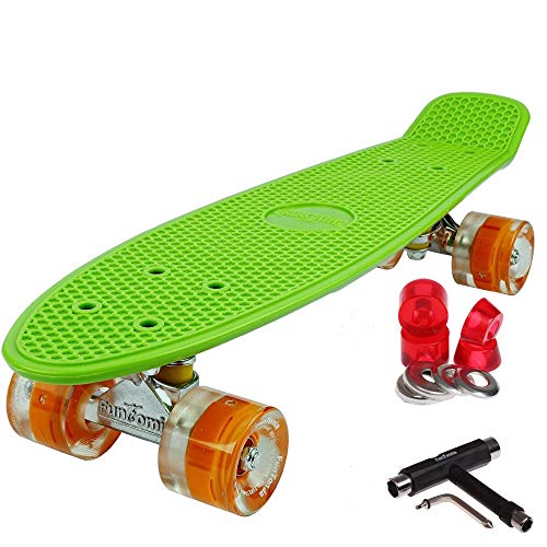 FunTomia Miniboard 57cm Skateboard mit oder ohne LED Leuchtrollen inkl. Alu Truck und Mach1 Abec-11 Kugellager