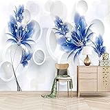 Blaue Botanische Blumen 3D Tapeten Wanddekoration Fototapete Sofas Wohnzimmer Wandbild Schlafzimmer-250cm×170cm