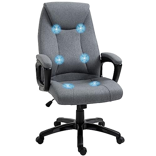 Vinsetto Bürostuhl massage, höhenverstellbarer Chefsessel, Gamingstuhl mit Massagefunktion, ergonomischer Drehstuhl, Massage Sessel, Grau, 70 x 66 x 114-122 cm