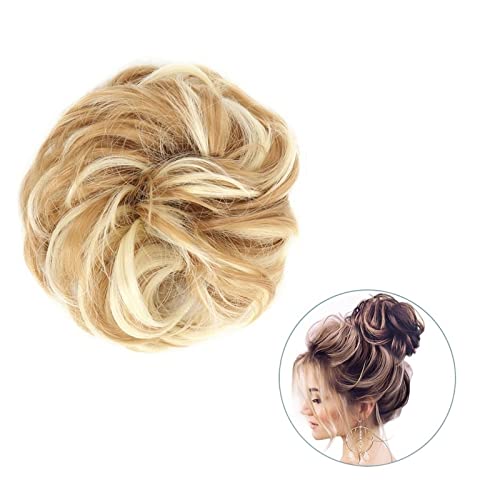 Bun Haarteile 1 Stück rund ums Haar, Pferdeschwanz, Donut-Haarknoten, Haarschmuck for Frauen, synthetischer, unordentlicher, lockiger, gewellter Scrunchie-Chignon mit Gummibandwickel Brötchen-Haarteil