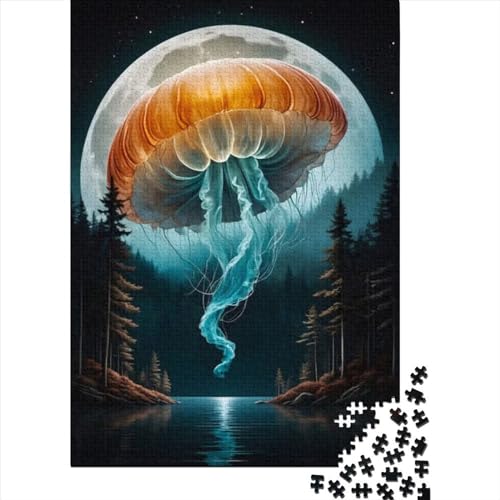 Puzzle für Erwachsene und Jugendliche, riesige Fliegende Quallen, 1000 Teile, Puzzle für Jugendliche, Holzbrett-Puzzle, Weihnachts-Puzzle-Geschenke, Größe: 75 x 50 cm