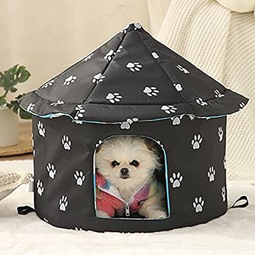 Katzenhaus Outdoor Winterfest, Katzenhaus Outdoor, Einfach Zusammenzubauen, Zusammenklappbares Warmes Haustiernest Kitty Shelter for Den Winter, 600D Oxford-Stoff ( Color : A-3 , Size : S )