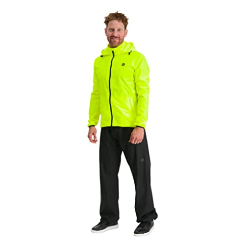 AGU GO Essential Regenanzug Herren und Damen, Regenkombi Fahrrad, Atmungsaktive Regenbekleidung von 100% Recycltem Polyster, Reflektierend, Unisex - Gelb - XL