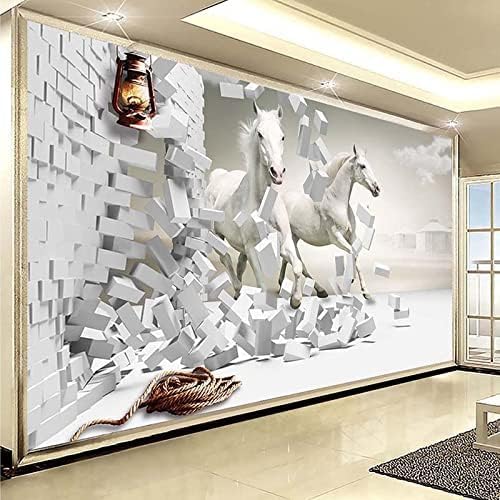 Weißes Pferd Kreativ 3D Tapeten Wanddekoration Fototapete Sofas Wohnzimmer Wandbild Schlafzimmer-250cm×170cm