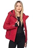 MARIKOO Winterjacke Damen (XS-3XL) - Wasserabweisend, Warm, Kapuze abnehmbar, Winddicht - Steppjacke, Frauen - Stehkragen, 4 Taschen, verlängerter Zipper - Dark Red M