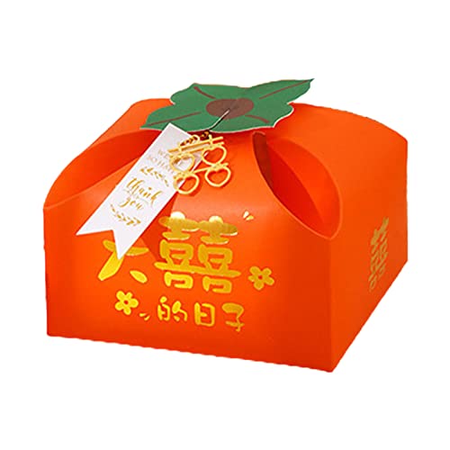 50 Stück Hochzeits-Süßigkeiten-Boxen, chinesische Kaki-förmige Geschenktüten mit Dankeschön-Papier, Party, Schokolade, Geschenkboxen, Hochzeitsverpackungstüten