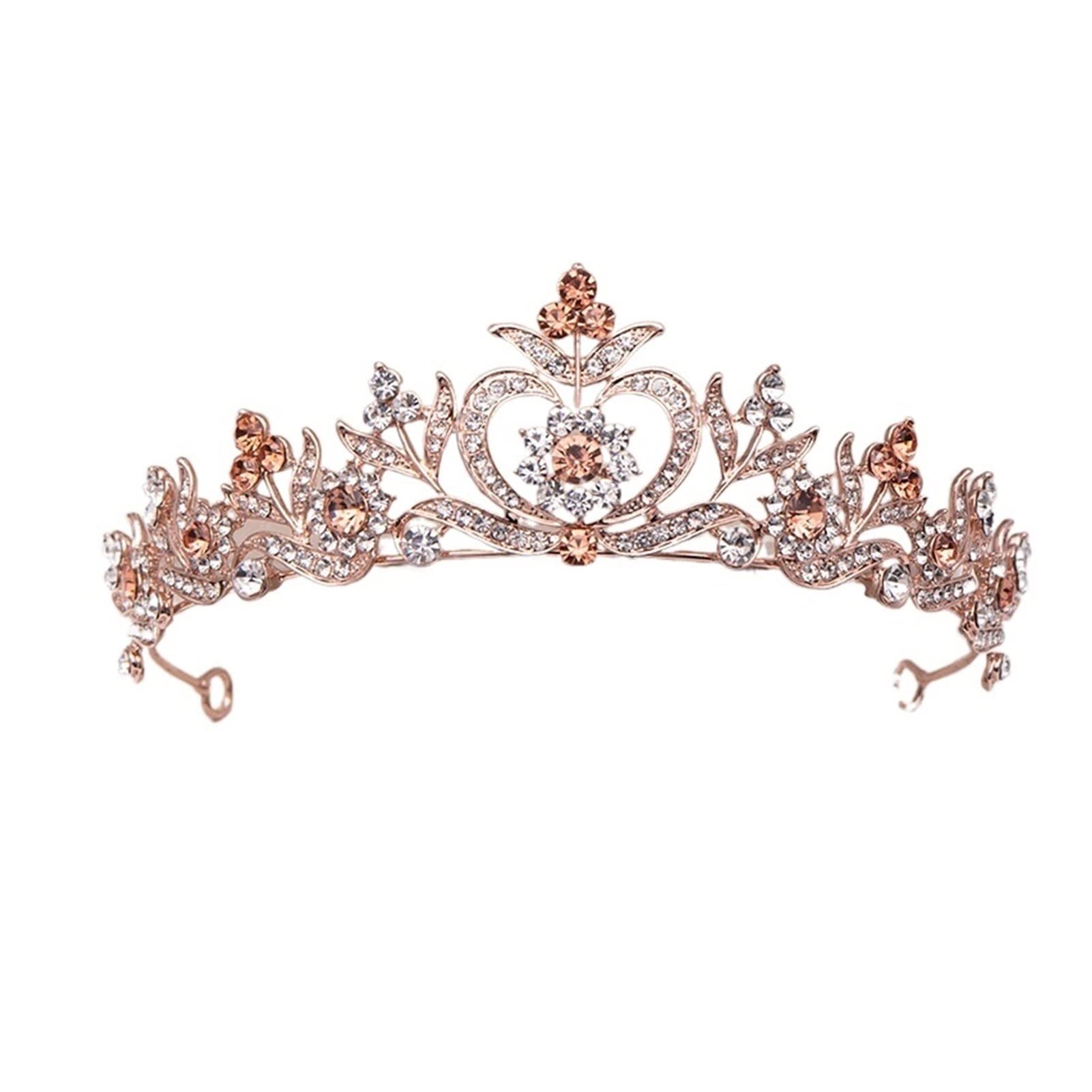 AIHEDOUJ Trendy Kristall Strass Krone Blume Diadem Tiara Hochzeit Haarschmuck Braut Haarschmuck Braut Haarschmuck Party Geschenk (Größe: 27) Stirnbänder (Größe: 26)