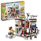 LEGO 31131 Creator Nudelladen, Fahrradladen und Spielhalle, 3in1 Konstruktionsspielzeug mit Zubehör wie Spielautomaten, Bonsai und Hunde-Figur, Geschenk für Kinder ab 8 Jahren, Modular Building