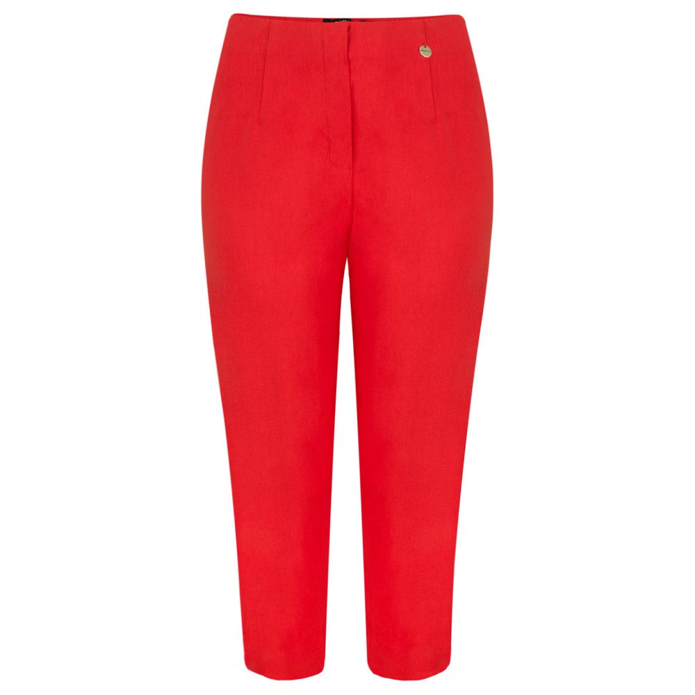 Robell Style MARIE07 – Bequeme, Bengaline Stretch Capri-Hose, Gerade geschnittenes Bein mit Schlitz Farbe Rot Größe 46