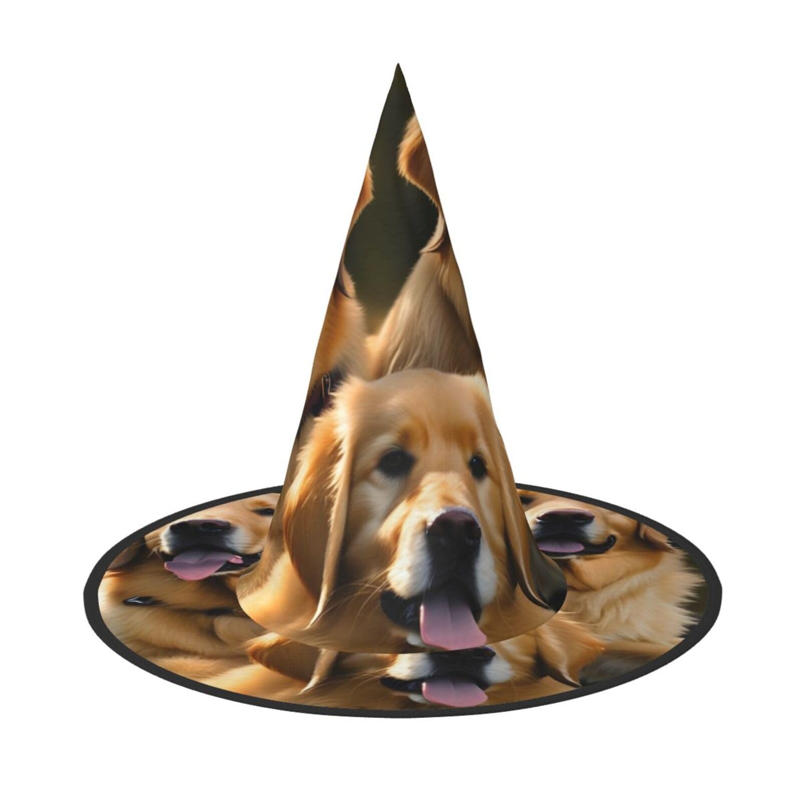 WURTON Golden Retrievers Print Halloween Hexenhut Erwachsene Halloween Hut Kostüme Hexen Hüte Halloween Dekor Party