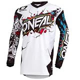 O'NEAL | Motocross-Trikot | Enduro Motorrad | Passform für Maximale Bewegungsfreiheit, Eingenähter Ellbogenschutz, Atmungsaktiv | Element Jersey Villain | Erwachsene | Weiß | Größe M