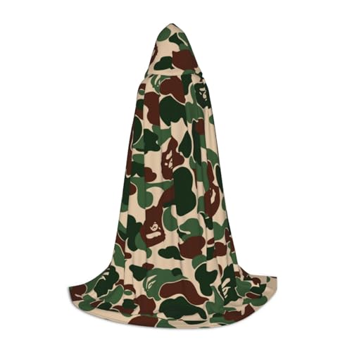 WURTON Aniaml Halloween-Umhang mit Kapuze, Camouflage, grüner Druck, Renaissance, Gothic, Umhang für Cosplay, Kapuzenumhang, Unisex